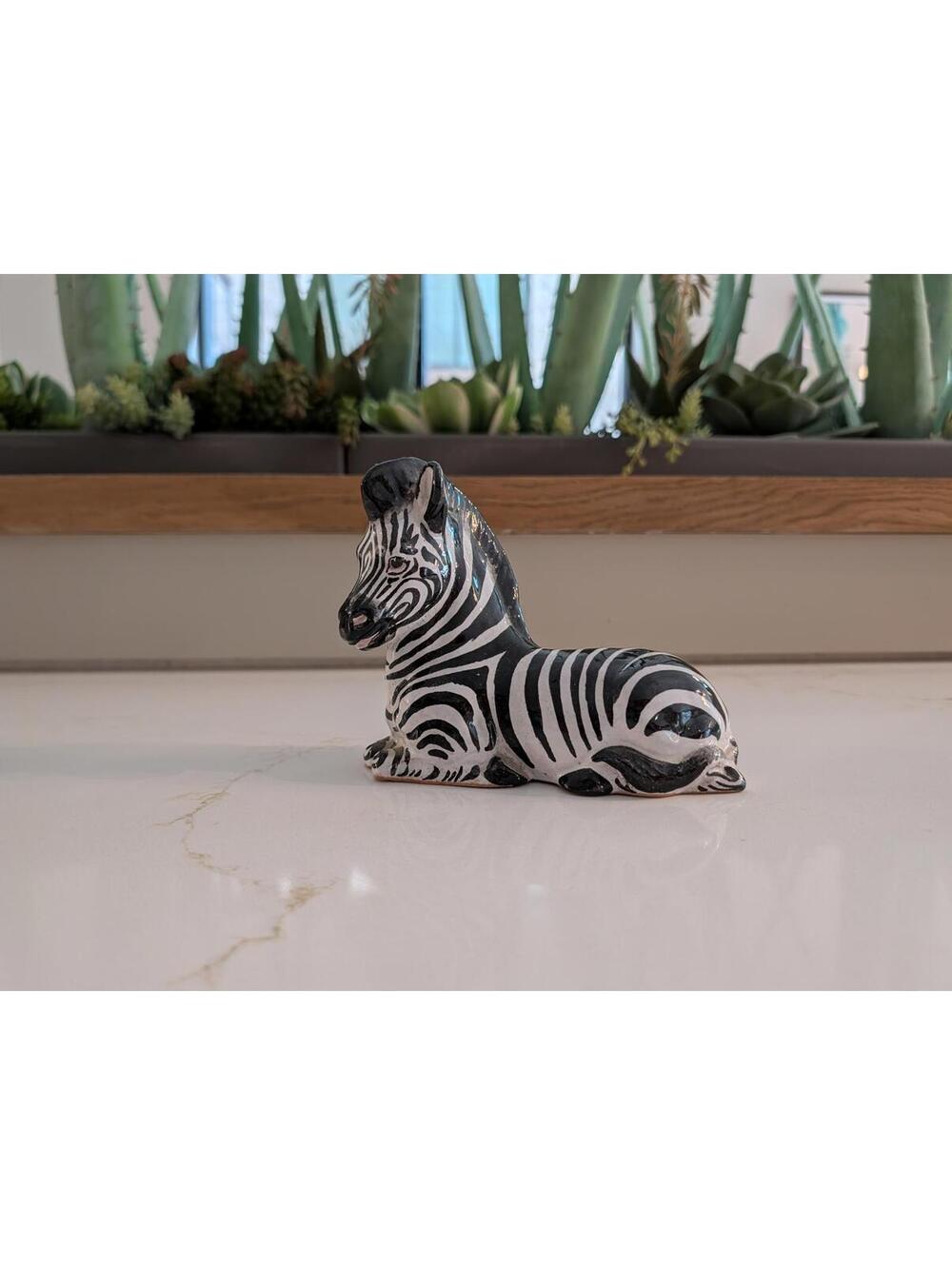Vtg MCM Made In Italy Terracotta Zebra Figurine Lying
